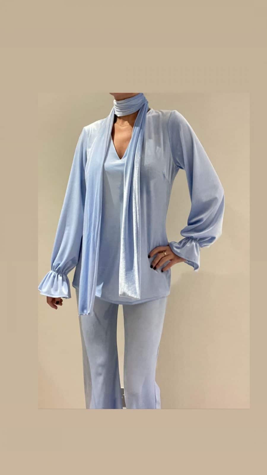 Baby Blue Velvet 3p/c Co Ord